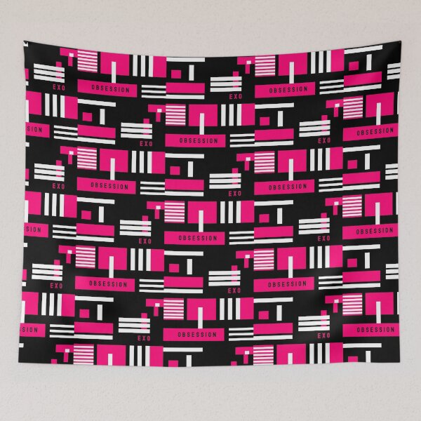 Item preview,  Exo obsession geometric abstract pink trendy kpop black designed and sold by Kpop Seoul Shop.
