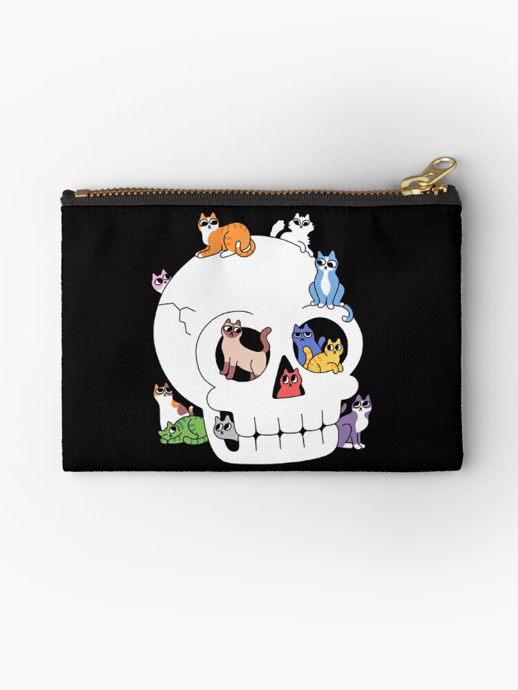 Zipper Pouch, Skull is Full of Cats designed and sold by obinsun