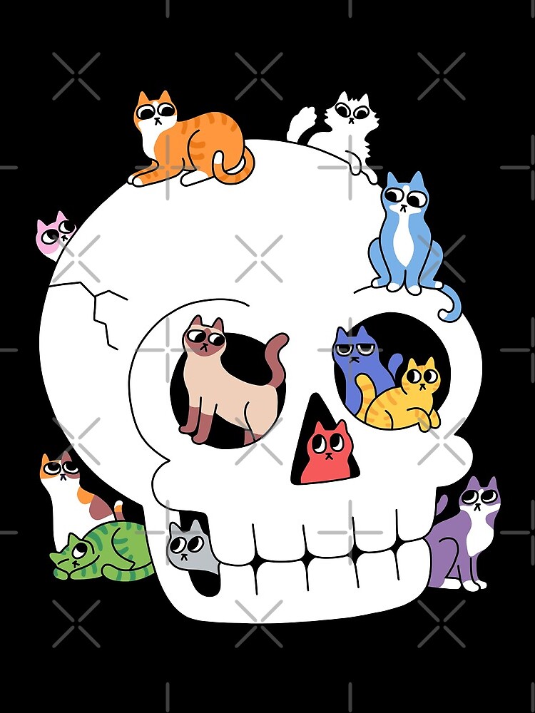 Thumbnail 3 of 3, Drawstring Bag, Skull is Full of Cats designed and sold by obinsun.