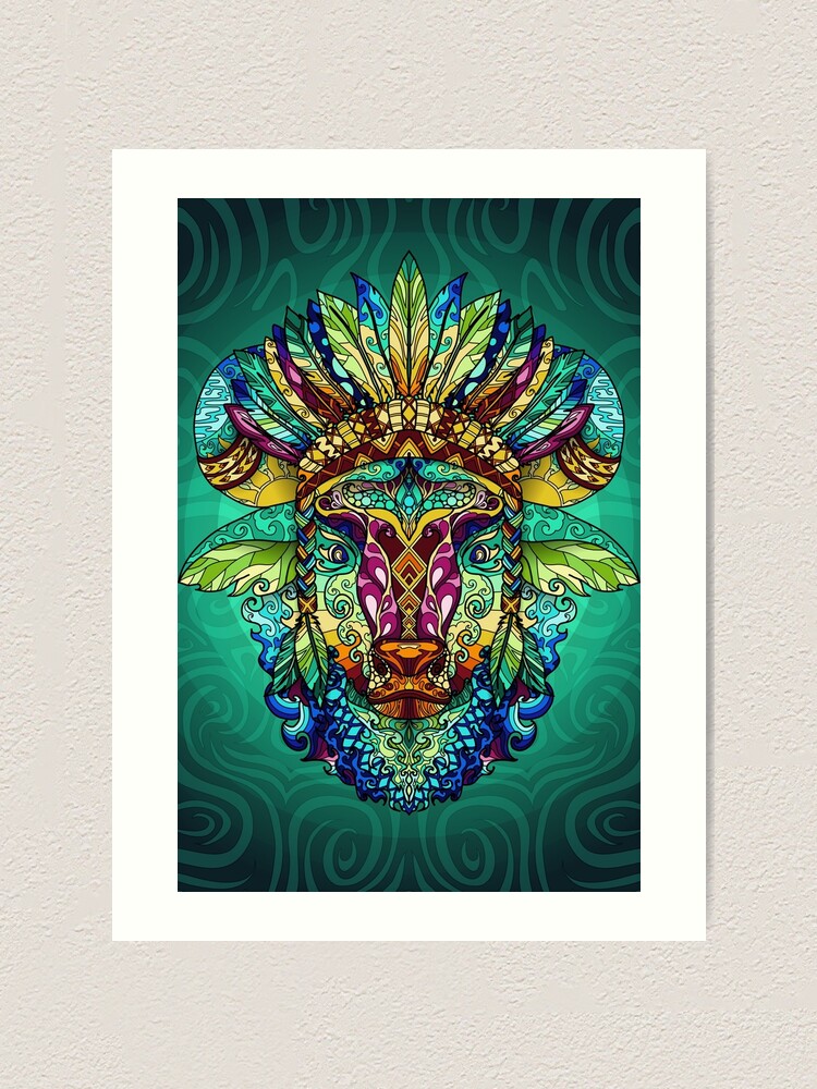 Water Buffalo Chief - Colourful Zentangle Animals Water Buffalo Chief - Colourful Zentangle Animals