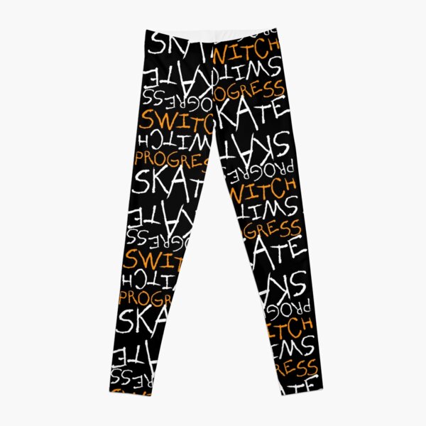 Skeleton Skateboard Design Switch Progress Skate Inspirational Art (Orange) Leggings