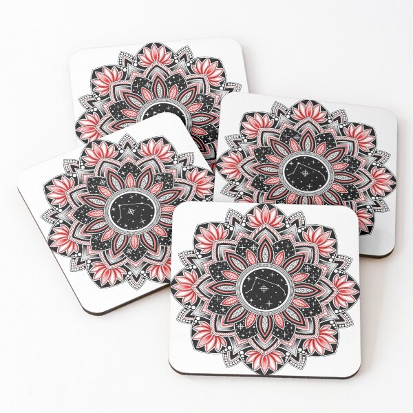 Item preview, Aries Zodiac Sign Mandala Art - Red Lotus designed and sold by LorenaElenaArt.