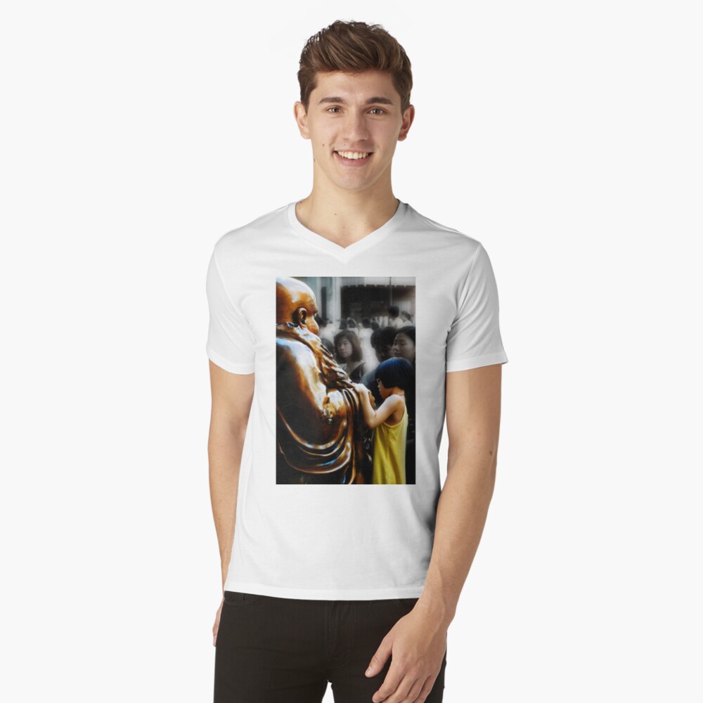 Touching Buddha V-Neck T-Shirt