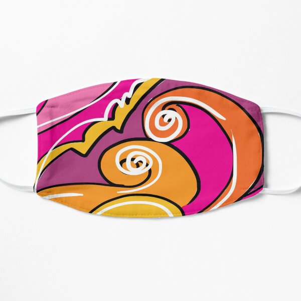 Colourful swirls in orange and pinks Flat Mask