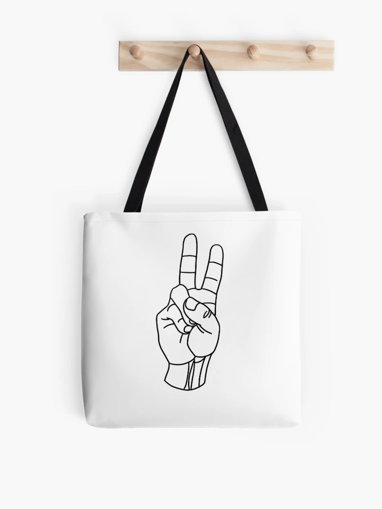 Thumbnail 1 of 2, Tote Bag, Peace Sign Language designed and sold by SimpleJoyStyle.