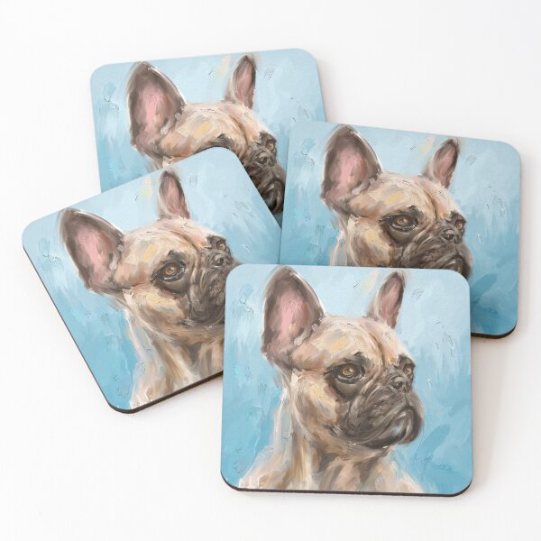 Item preview, Loose Thick Oil Painting of a French Bulldog on Light Blue Background designed and sold by ibadishi.