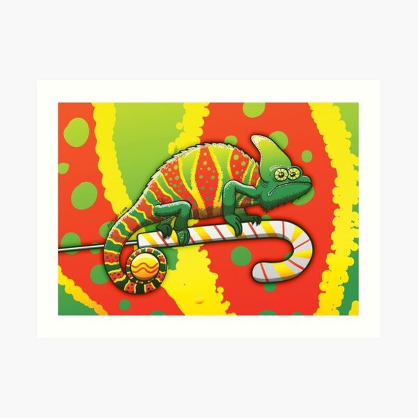 Christmas Chameleon Art Print