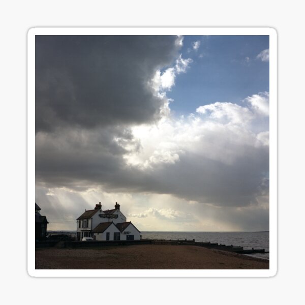 Old Neptune Pub Whitstable England UK Seafront Storm Clouds Photograph Sticker