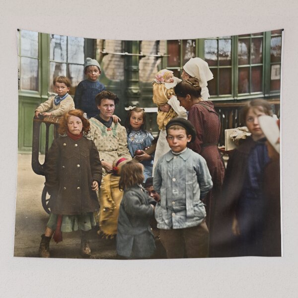 Item preview, French WW1 refugees at Lyon train station in Paris, 1918 designed and sold by Sanna Dullaway.