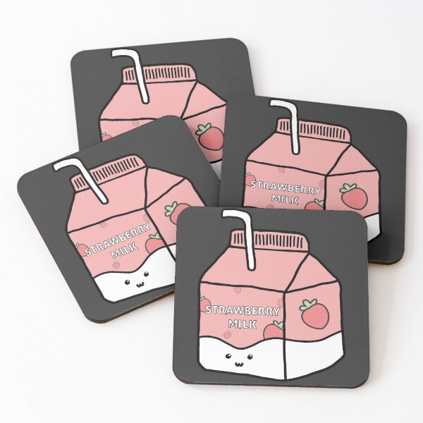 Aperçu de l'œuvre Carton de lait aux fraises avec uwu de paille créée et vendue par bynole.