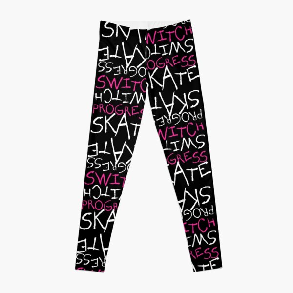 Skeleton Skateboard Design Switch Progress Skate Inspirational Art (Pink) Leggings