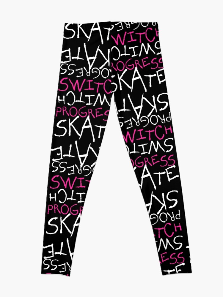 Alternate view of Skeleton Skateboard Design Switch Progress Skate Inspirational Art (Pink) Leggings