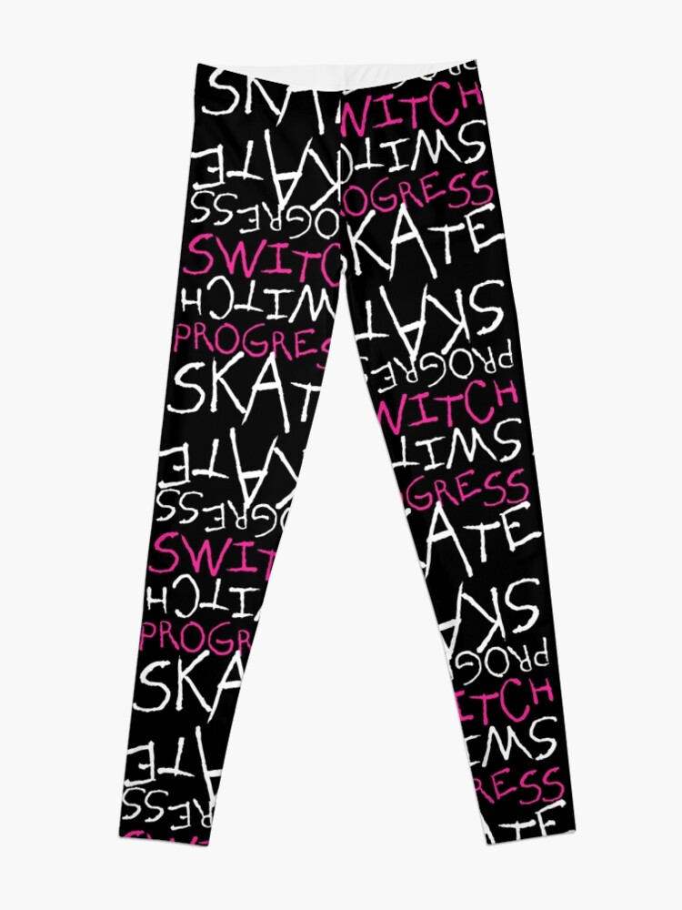 Alternate view of Skeleton Skateboard Design Switch Progress Skate Inspirational Art (Pink) Leggings