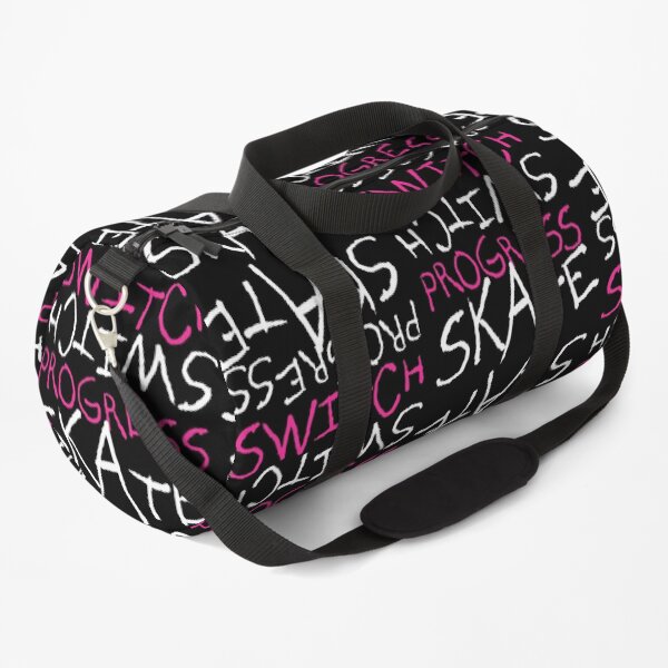 Skeleton Skateboard Design Switch Progress Skate Inspirational Art (Pink) Duffle Bag