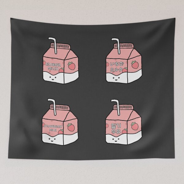 Artikelvorschau, Erdbeermilch mit Strohhalmen uwu - Stickerpack entworfen und verkauft von bynole.