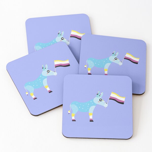 Item preview, Nonbinary pride Cute sparkly Pastel Rainbow Donkey  designed and sold by twicetrader.