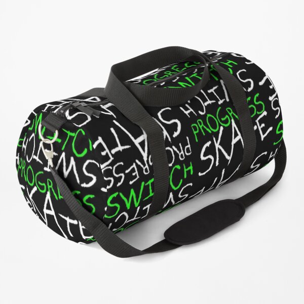 Skeleton Skateboard Design Switch Progress Skate Inspirational Art (Green) Duffle Bag