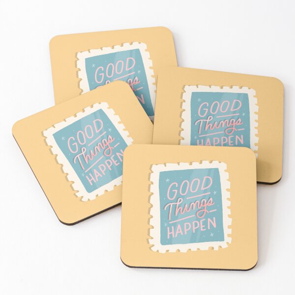 Item preview, Good things happen inspirational quote hand lettering with stars design designed and sold by lettersbysid.