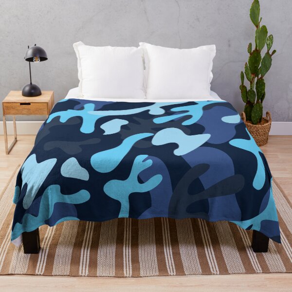 Item preview, 1980s Navy Blue Gray Turquoise Blue Camouflage  designed and sold by IamTrending.