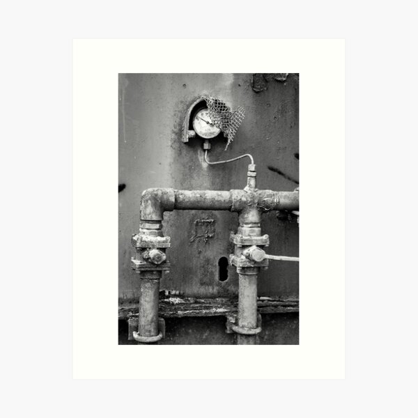 Old Pressure Guage and Pipe Work Art Print