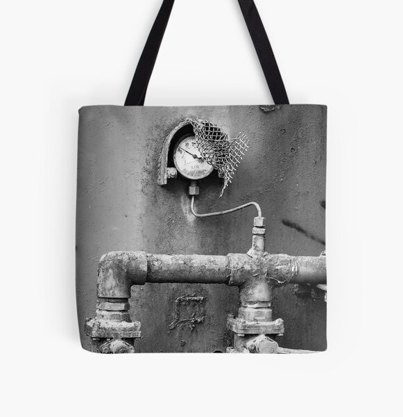 Old Pressure Guage and Pipe Work All Over Print Tote Bag
