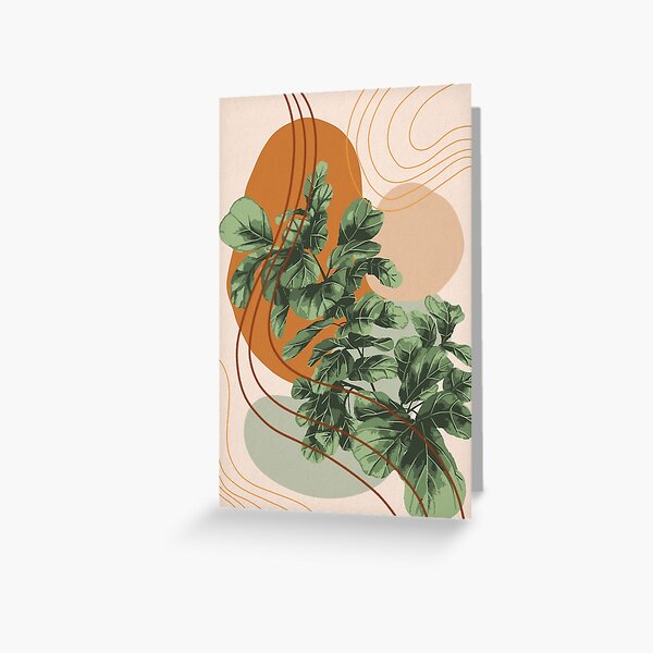 Mid Century Modern, Abstract Plant Illustration, Fiddle Leaf Fig Art Greeting Card