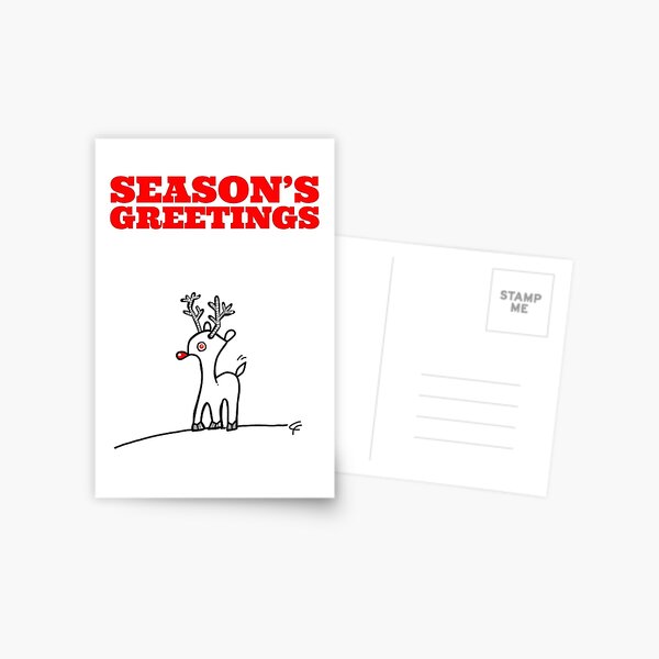 SEASON’S GREETINGS- Rudolph the red nosed reindeer Postcard