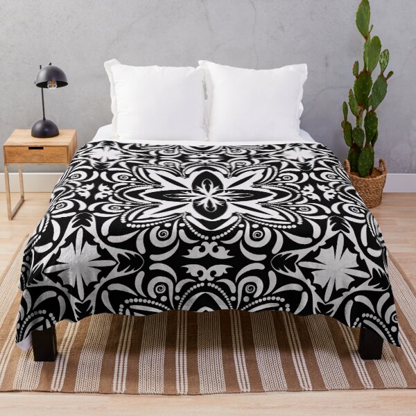 Item preview, Black and White Geometric Floral Tribal Pattern designed and sold by IamTrending.