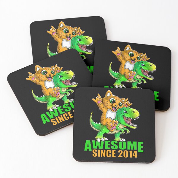 Item preview, Cat and dinosaur awesome since 2014 designed and sold by mermaidselina.