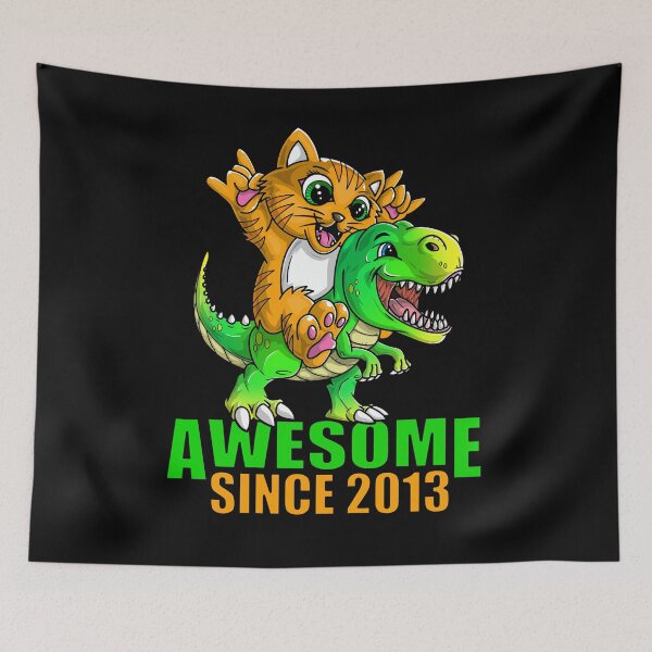 Item preview, Cat and dinosaur awesome since 2013 designed and sold by mermaidselina.