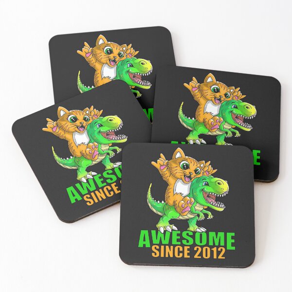 Item preview, Cat and dinosaur awesome since 2012 designed and sold by mermaidselina.