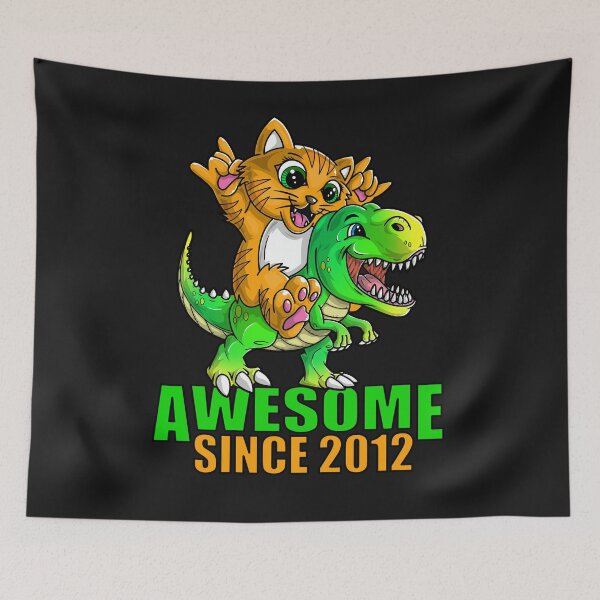 Item preview, Cat and dinosaur awesome since 2012 designed and sold by mermaidselina.