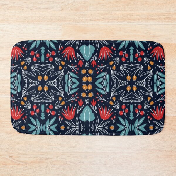 Item preview, floral pattern- blue background . designed and sold by wiwiart.