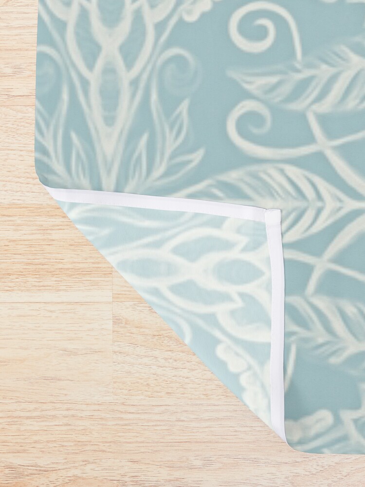 Alternate view of Floral Pattern in Duck Egg Blue & Cream Shower Curtain