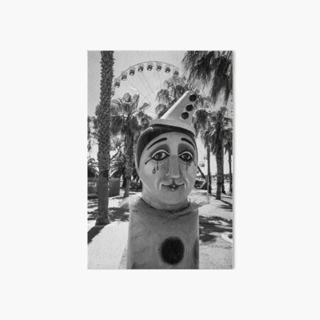 Wooden Crying Circus Clown Art Board Print