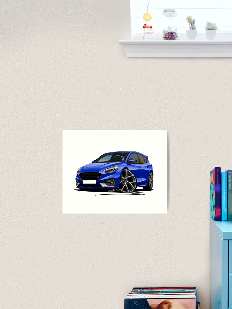 Pegatina for Sale con la obra «Ford Focus (Mk4) ST Blue - Caricatura Car  Art» de yeomanscarart