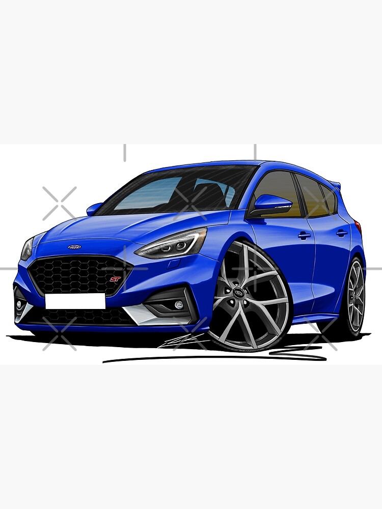 Ford Focus (Mk4) ST Blue - Caricature Car Art Art Print for Sale