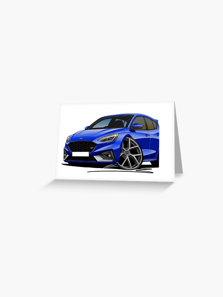 Poster for Sale mit Ford Focus (Mk4) ST Blau - Karikaturauto Art