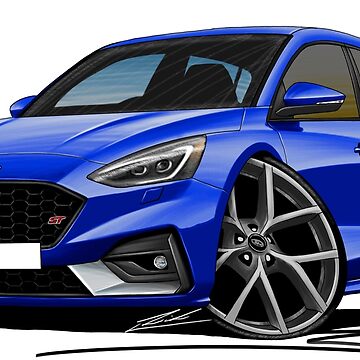 Ford Focus (Mk4) ST Blue - Caricature Car Art | Mouse Pad
