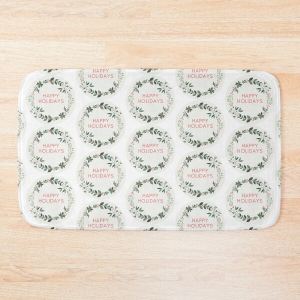 Item preview, Happy Holidays green and red Christmas floral wreath designed and sold by simplysharon.