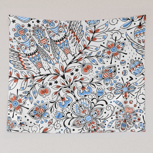 Item preview, Preppy Trippy Flowers Trendy Owls Hipster Botanical Folk Art designed and sold by IamTrending.