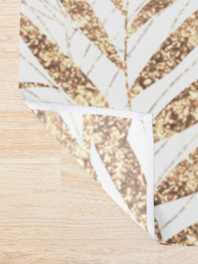 Alternate view of Elegant golden tropical palm leaves design Shower Curtain