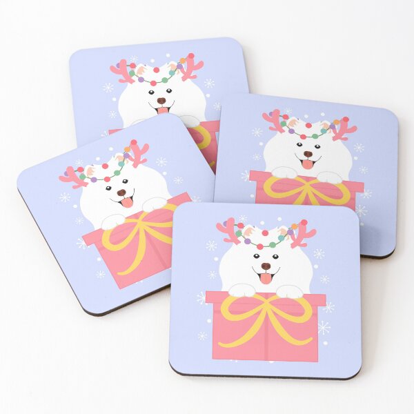 Item preview, Christmas Reindeer Samoyed in a Gift Box designed and sold by Lulupainting.