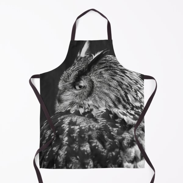 Item preview, Eurasian Eagle Owl Looking Back- Monochrome designed and sold by Ryan Ten.