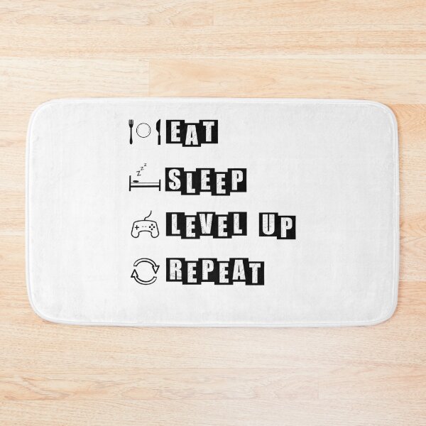 Item preview, Eat, Sleep, Level Up, Repeat - White designed and sold by BusyMonkeys.