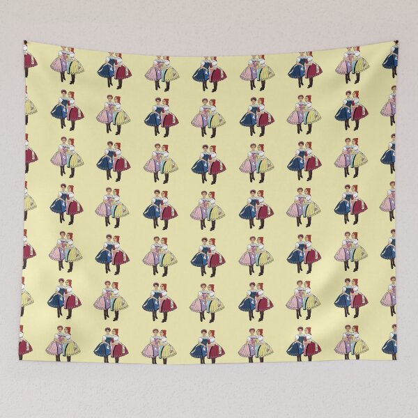 Item preview, Girls of Velke Pavlovice / Holky z Velke Pavlovic on yellow, Czech folklore, Moravian folklore, designed and sold by Naty Design Prague.