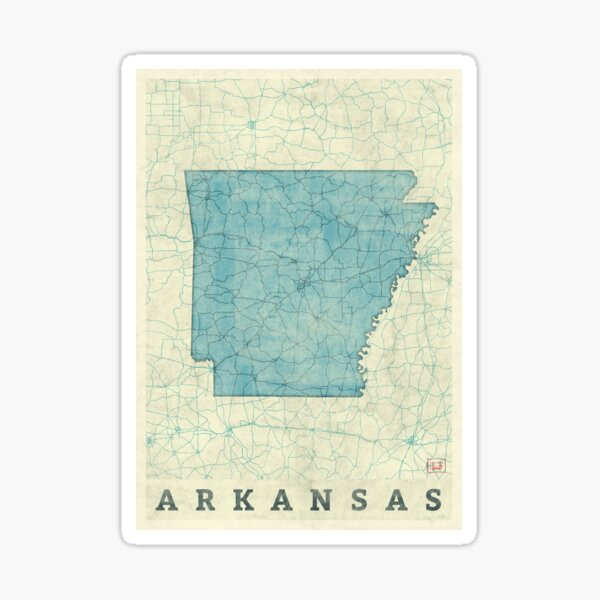 Arkansas State Map Blue Vintage Sticker