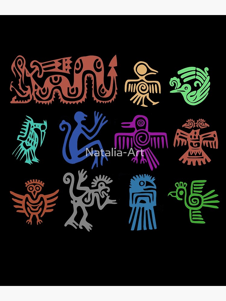 "Mayan Animal Symbols" Poster by NataliaArt Redbubble