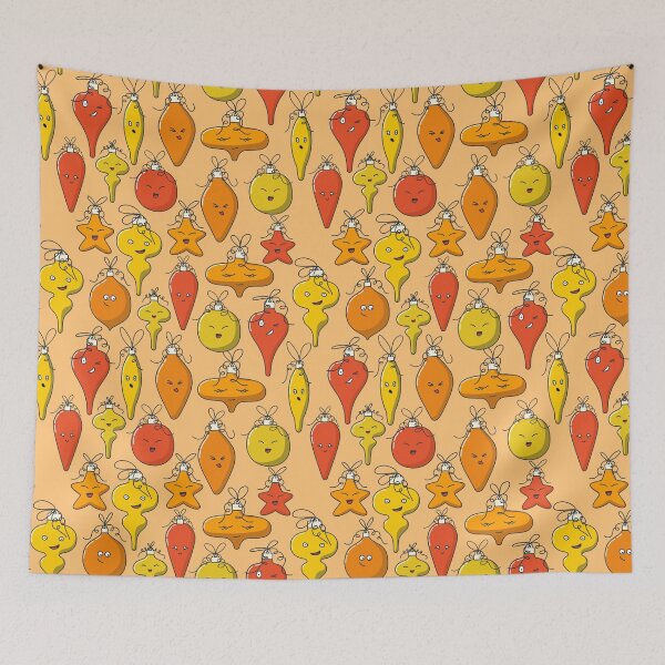 Item preview, Yellow and Orange Kawaii Christmas Tree Ornament Pattern designed and sold by space-kitten.