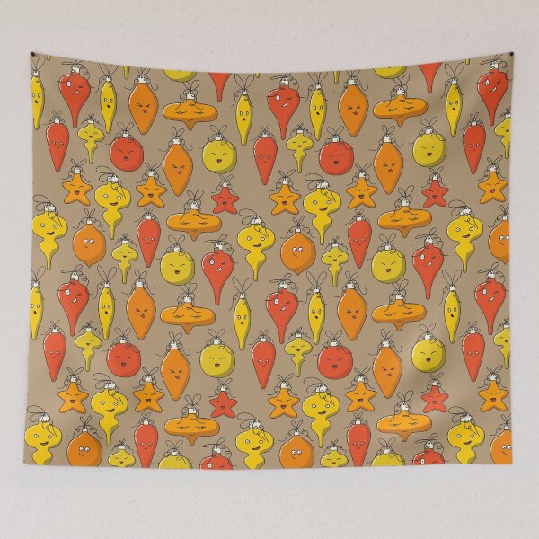 Item preview, Yellow and Orange Kawaii Christmas Tree Ornament Pattern designed and sold by space-kitten.
